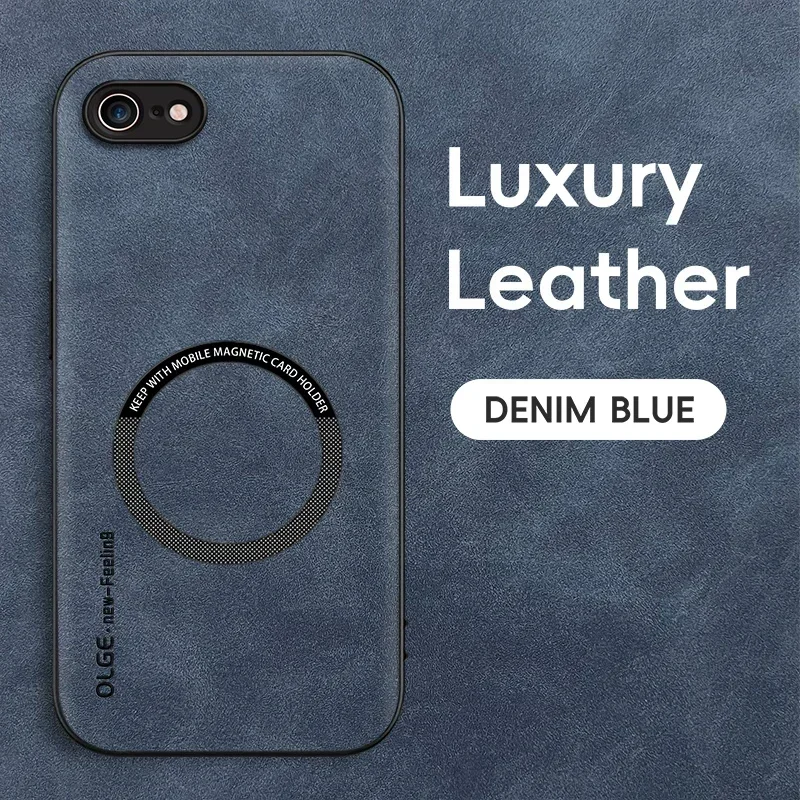 Magnetyczne skórzane etui retro robić iPhone'a 7 8 plus SE 2020 2022 iPhone8 plus Bezprzewodowe ładowanie Pokrowiec na telefon: EVA / Niebieski