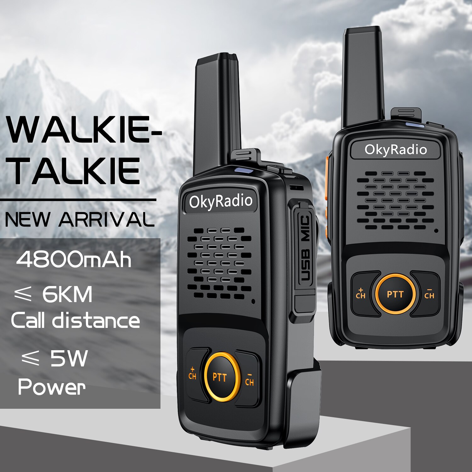 5w 6km Call Work Walkie-talkie 4800mAh Real-time Walkie-talkie Portable Waterproof Walkie-talkie Strong Anti