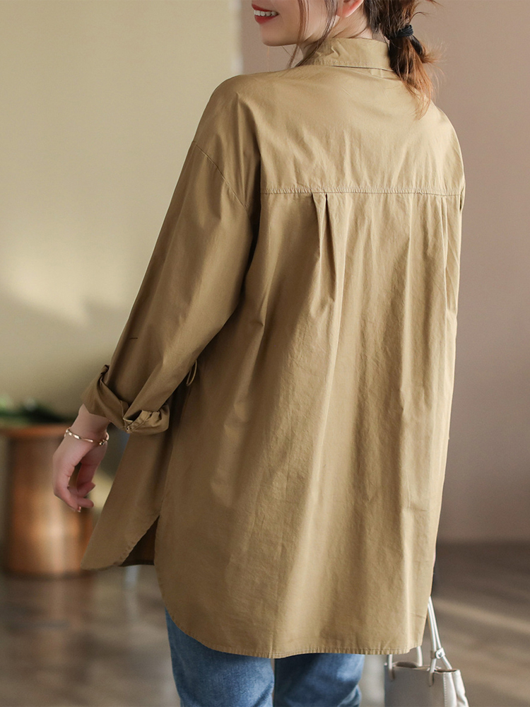 Max LuLu Spring Solid Street Loose Shirts British Style Womens Casual Vintage Tops Buttons Clothes