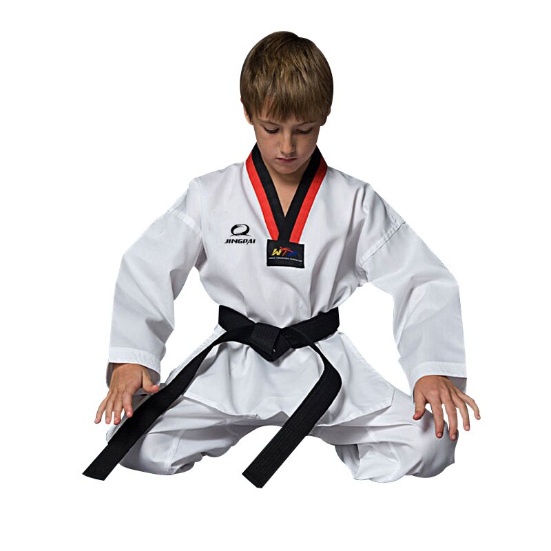 GINGPAI Karate Dobok Taekwondo Training Uniforms Child Pure Cotton Wushu Competition Long Sleeve Suit Kids Tae Kwon Do Clothes