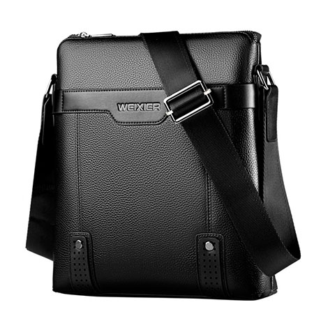 Business Mannen Messenger Bag Handtas Zwart Bruin Mannelijke Composite Lederen Tassen Voor Mannen Crossbody Schoudertas: Black