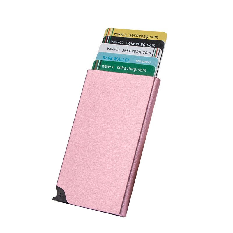 SEEKRID Automatic Aluminium ID Credit Card Holder Cardholders for Men Women: pink