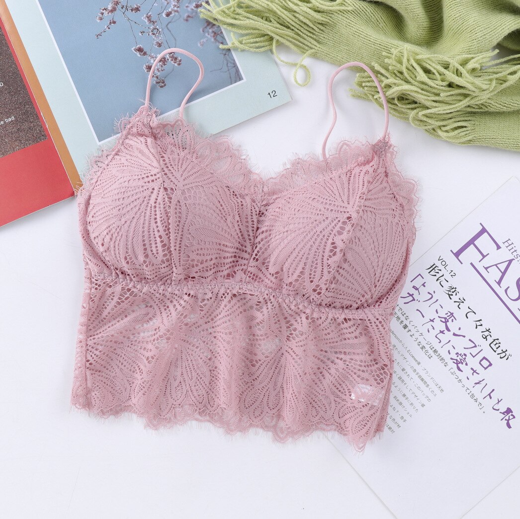 Girls Bras Seamless Thin Straps Bra Sexy Lingerie Comfort Wireless Bras For Women Underwear Padded Push Up Bralettes Top: Pink