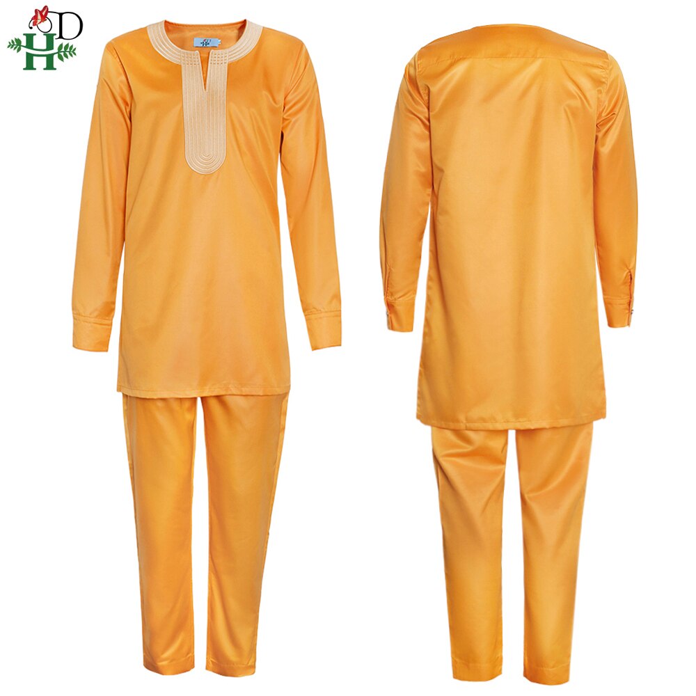 H & d africano homem dashiki branco roupas 3 pçs agbada terno robe camisa calças conjunto brilhante bordado traje de festa boubou homme ph901