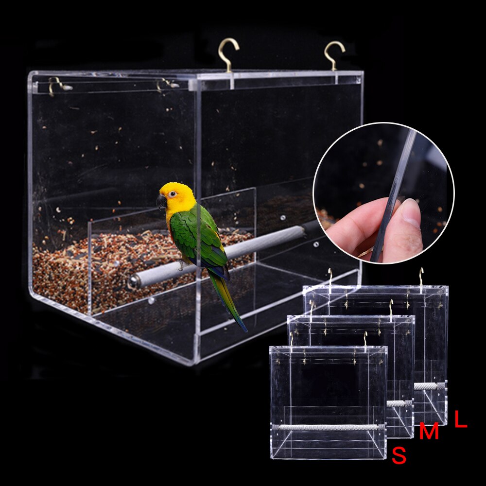 Huisdier Vogel Feeder Creatieve Anti-Verspreiden Papegaai Voeden Levert Vogel Feeders Clear Glas Venster Bekijken Vogel Voedsel Voeden Apparaat