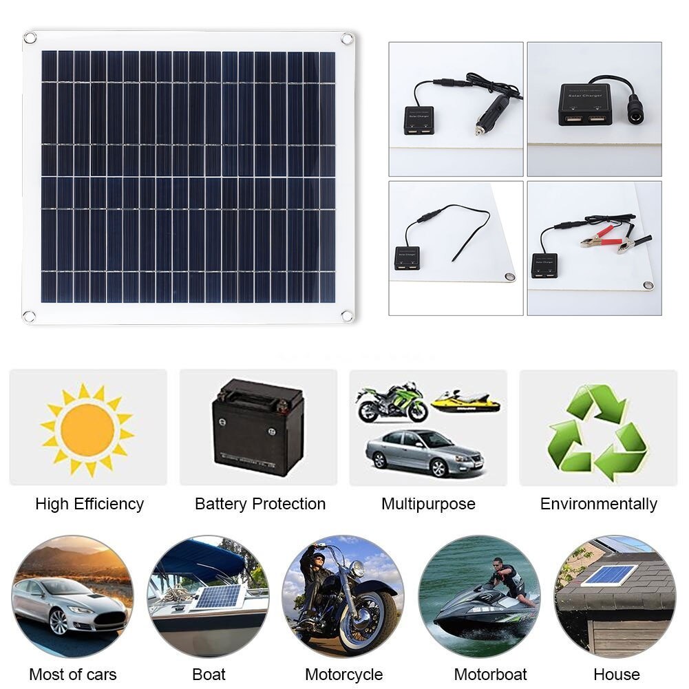 25W 12V Dubbele USB Zonnepaneel Systeem Regulator PWM Opladen Multifunctionele DIY Voeding DC kabel Zonnecel lader outdoor