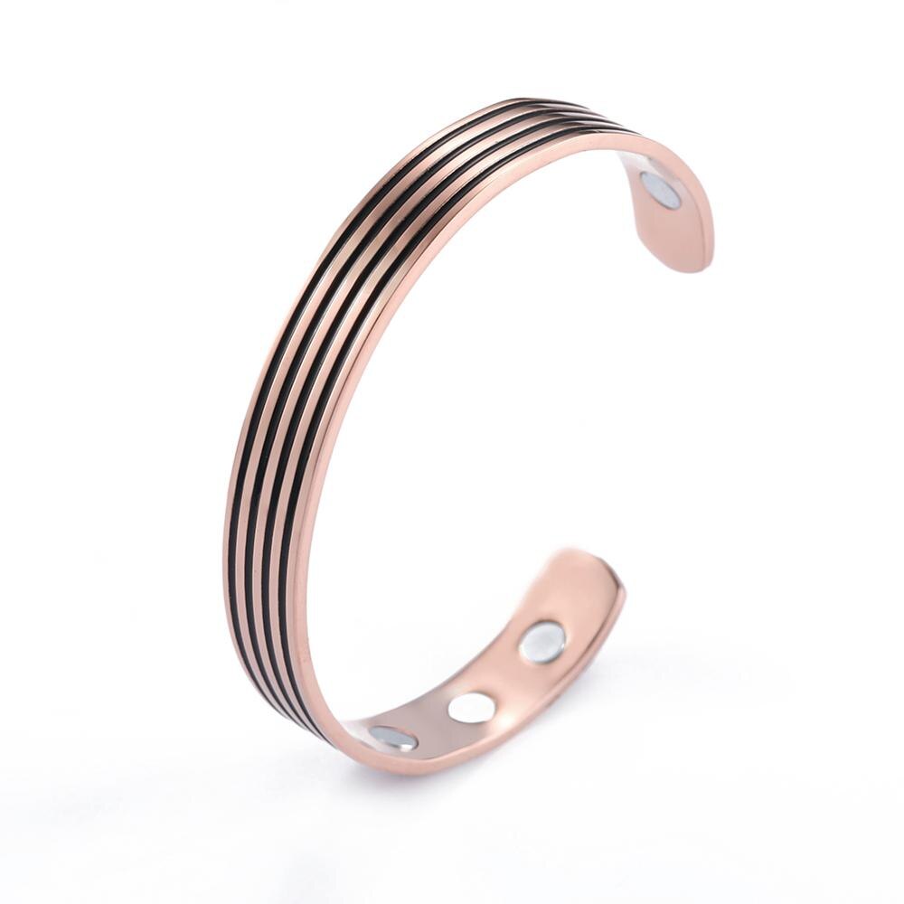 Skyrim Mode Streep Lijnen Magnetische Armband Vrouwen Mannen Verstelbare Roestvrij Staal Rose Goud Kleur Therapie Gezondheid Bangles: Rose Gold Color