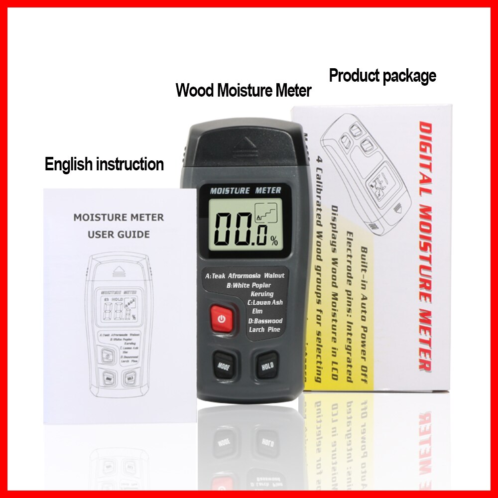 RZ Portable High Precision Wood Moisture Meter Hygrometer Density Digital Electrical Tester Measuring tool 0~99.9%