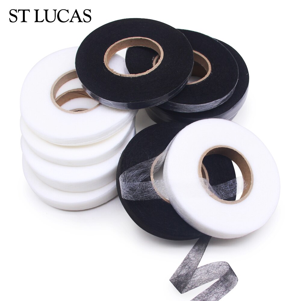 70yds/roll White/Black Double Faced Adhesive Fabric Tape Patchwork Interlinings Iron On Melt Omentum DIY Cloth Garment Accessory