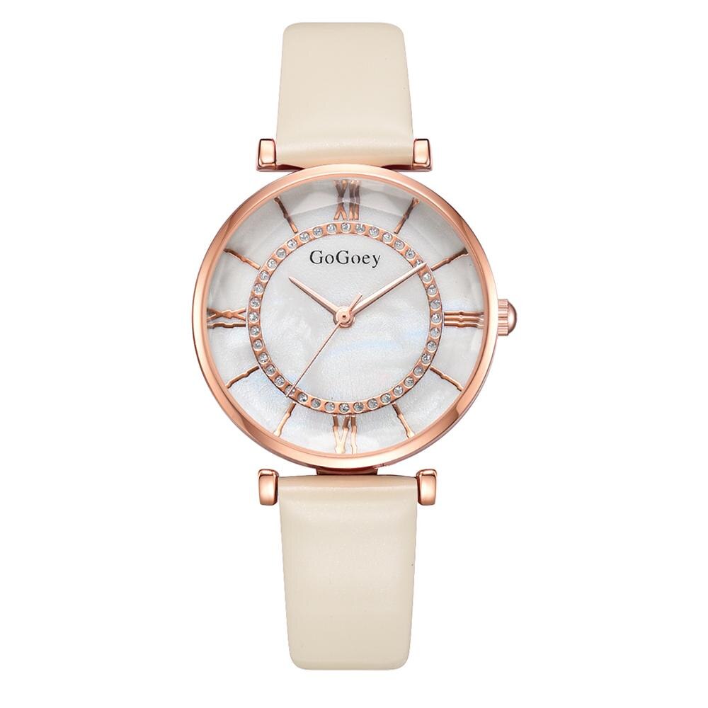 Luxe dameshorloge met leren band, unieke, eenvoudige horloges, casual sporthorloges, quartzhorloges, dameshorloges: Wit