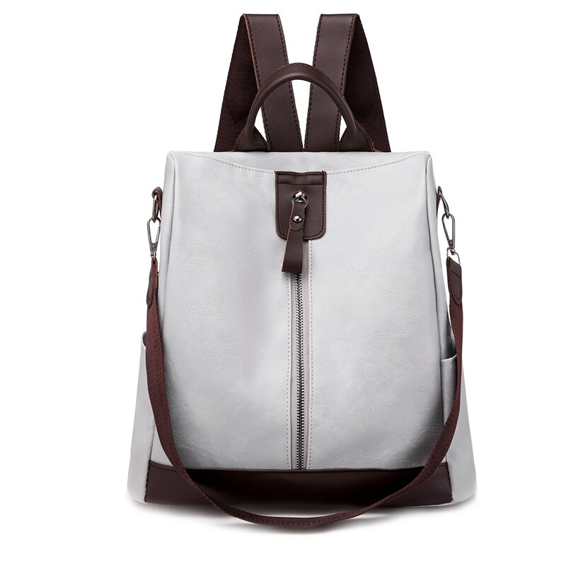 Frauen Rucksack Jugend Leder Rucksäcke für Teenager Mädchen Weibliche Schule Schulter Tasche Bagpack mochila: light gray