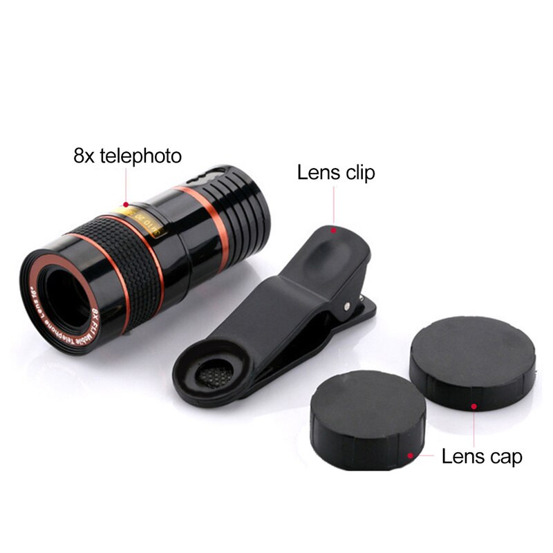 Clip-on 8X/12X Zoom Optical Telescope Lens HD Camera Telephoto Mobile Phone with Clips For iPhone For Universal Mobile Phone