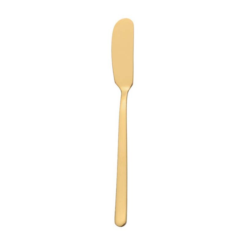 304 Stainless Steel Butter Knife Long Handle Jam Butter Spatula Western Tableware Cream Knurling Knife Kitchen Cheese Tools: Gold