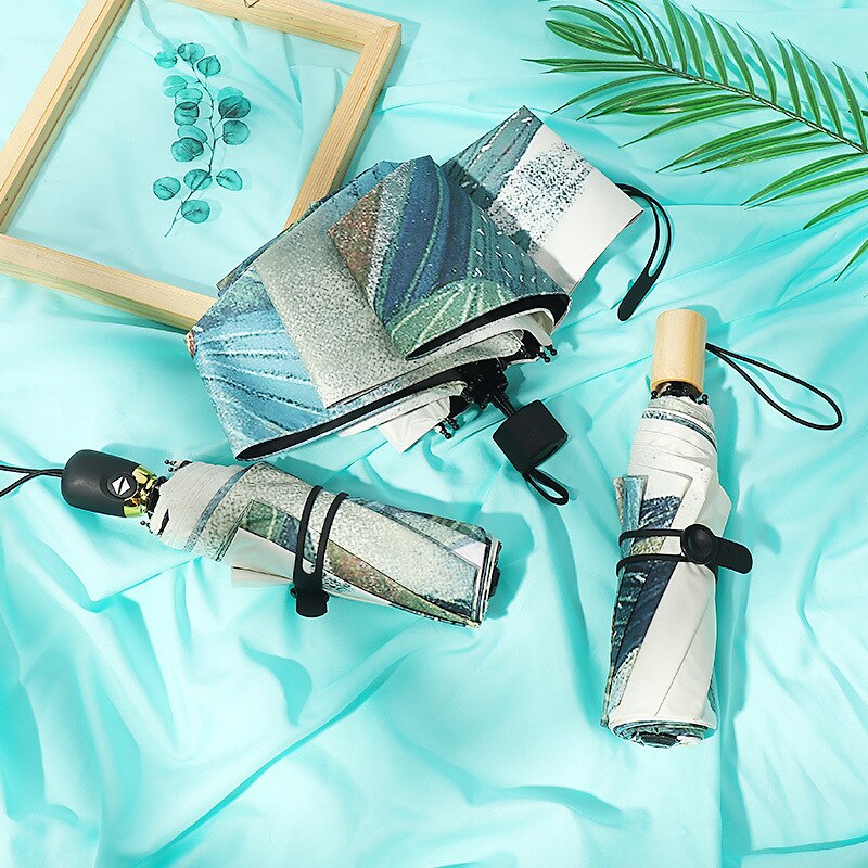 Hand drawn creativity Cactus Umbrella Women AutomaticFolding Anti-UV Rainproof Umbrella Parasol Rain Sun Light Umbrellas