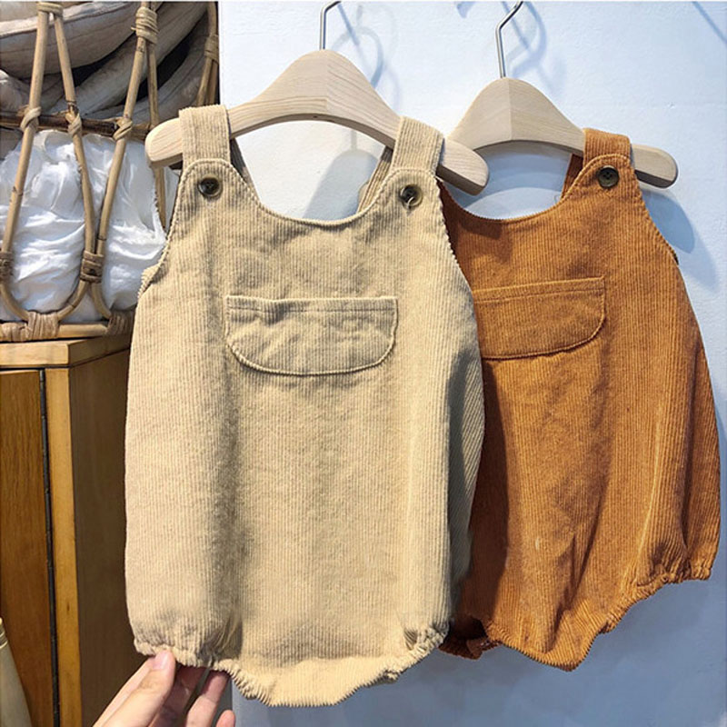 Herfst Baby Bodysuits Corduroy Baby Body Knoppen Stijl Peuter Jongens Een Stuk