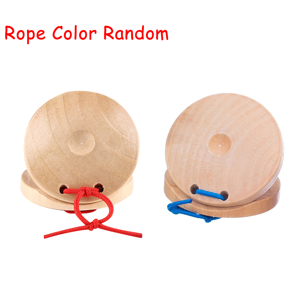 Castanets de madera de percusión, instrumento Musical educativo, desarrollo intelectual del niño, capacidad de escucha, 1 ud.: Rope Color Random