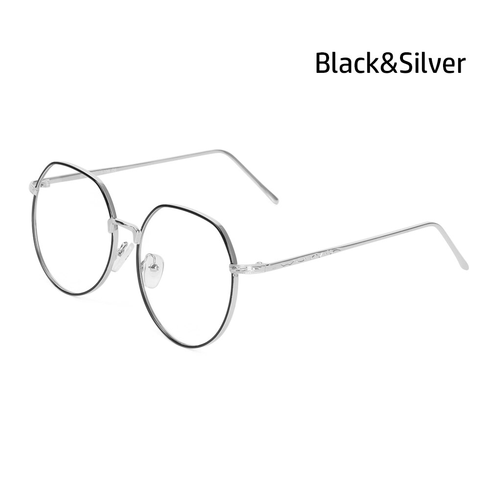 1pc Metal Anti-Blue Light Glasses Unisex Ultralight Round Metal Frame Computer Glasses Blocking Eyeglasses Flat Mirror Eyewear: 3