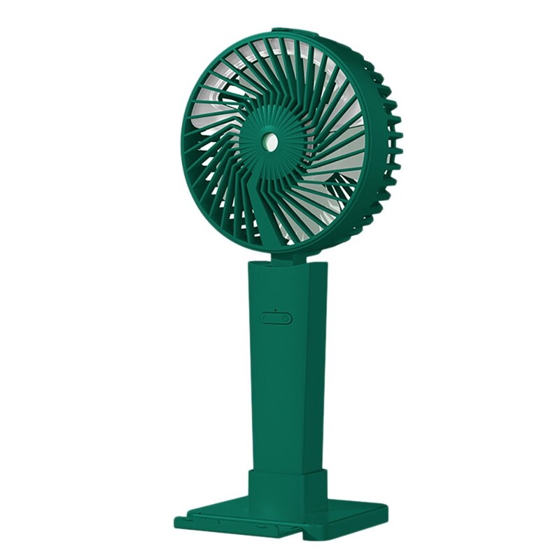 4 In 1 Mini Portable Fan Misting Fan Cooling Hand Holding Fan Desktop Phone Holder Multifunction Travel Cooler Fan: Green