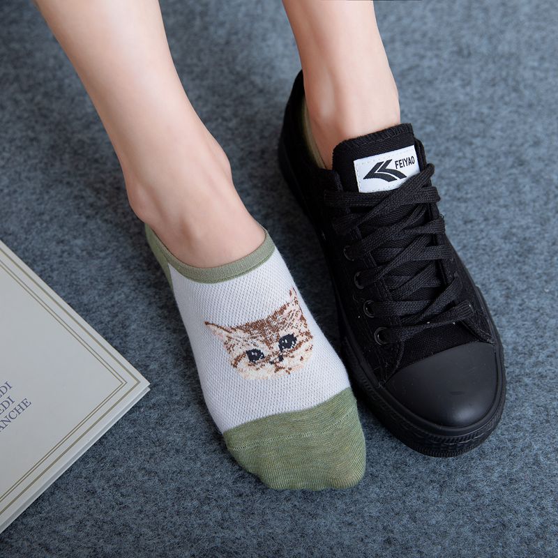 Ankelstrømper kvinders sjove dyr søde print no show sokker kvinder unisex skridsikre sokker sox tegneserie kat til kvinder