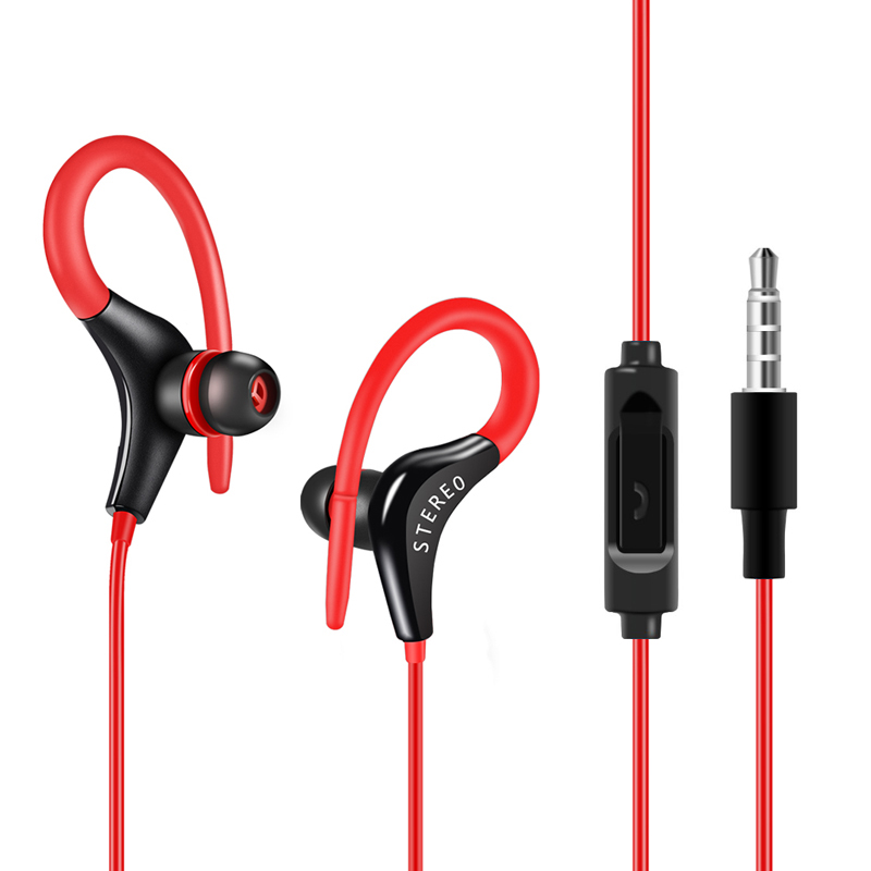 Mode Wired Sport Hoofdtelefoon Stereo Bass Oortelefoon Gaming Oordopjes Running Koptelefoon Met Mic Oorhaak Headset Voor Telefoons Xiaomi: Red