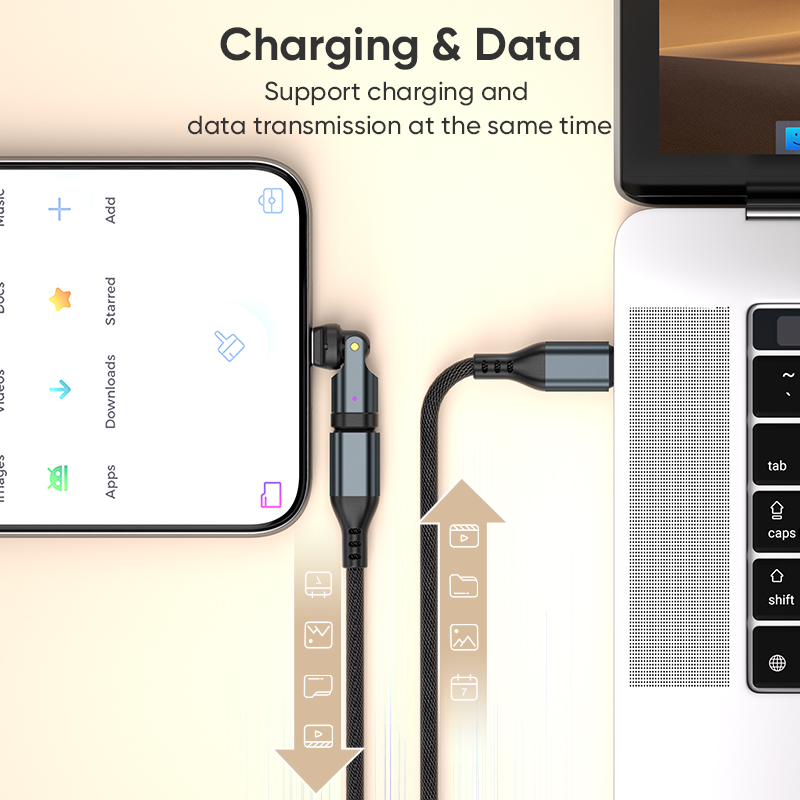 AUFU PD240W OTG Adapter USB C na typ C 540 Obrót typu C Konwerter męski na żeński dla Macbook Xiaomi Samsung Złącze OTG