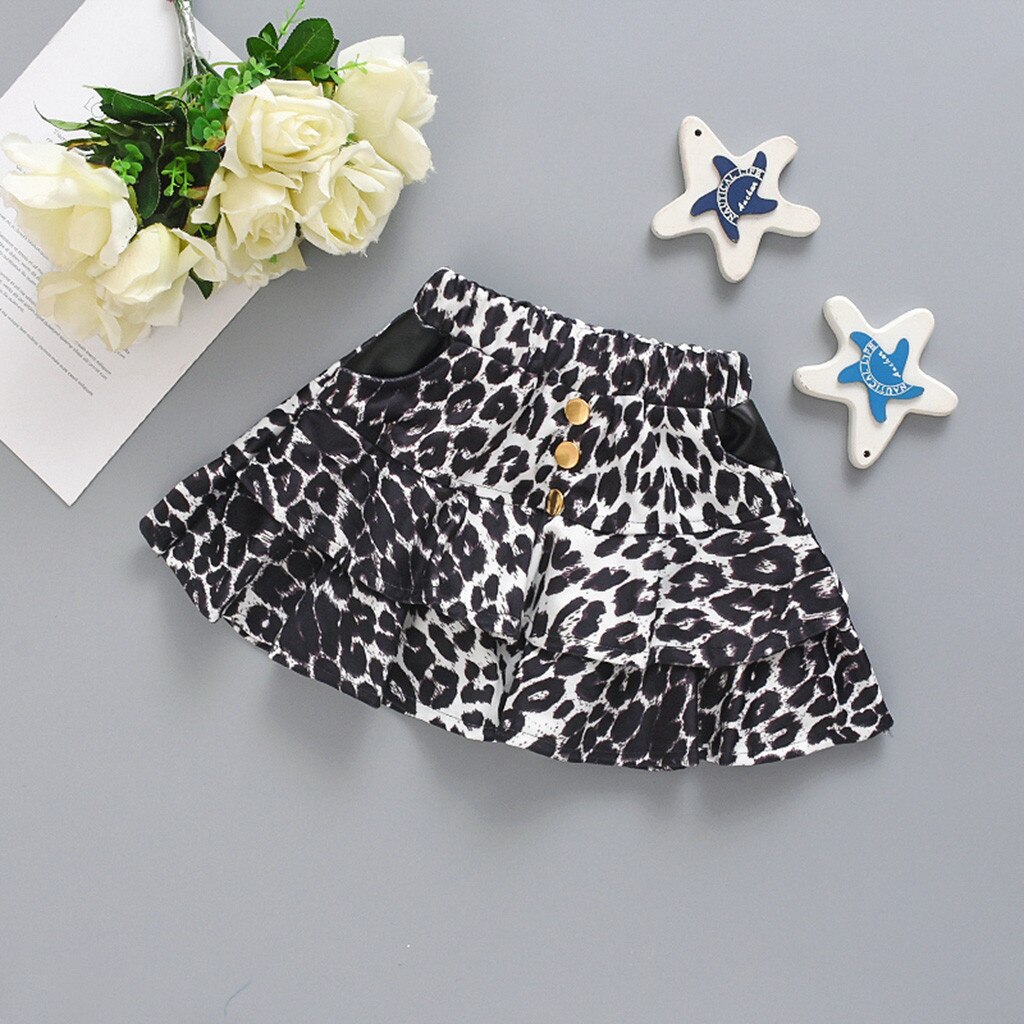 3M-3Y Baby Meisjes Rok Kinderen Kleding Ruche Luipaard Print Rok Kinderen S Rok Overrok Outfits Kleding Детская Юбка ##4