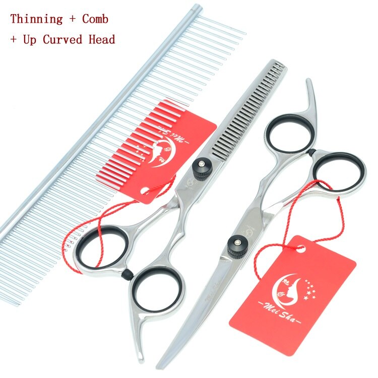 6.0" Japan Steel Dog Grooming Scissors Pet Straight Cutting Shears Thinning Clipper Cat Curved Scissor with Comb Forceps HB0023