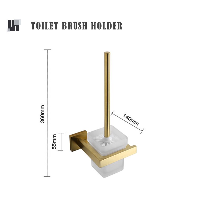 Accesorios de baño de oro cepillado, soporte de papel higiénico, gancho de pared, colgador de toalla, organizador de cocina de acero inoxidable, estante de barra de toalla: Toilet Brush Holder