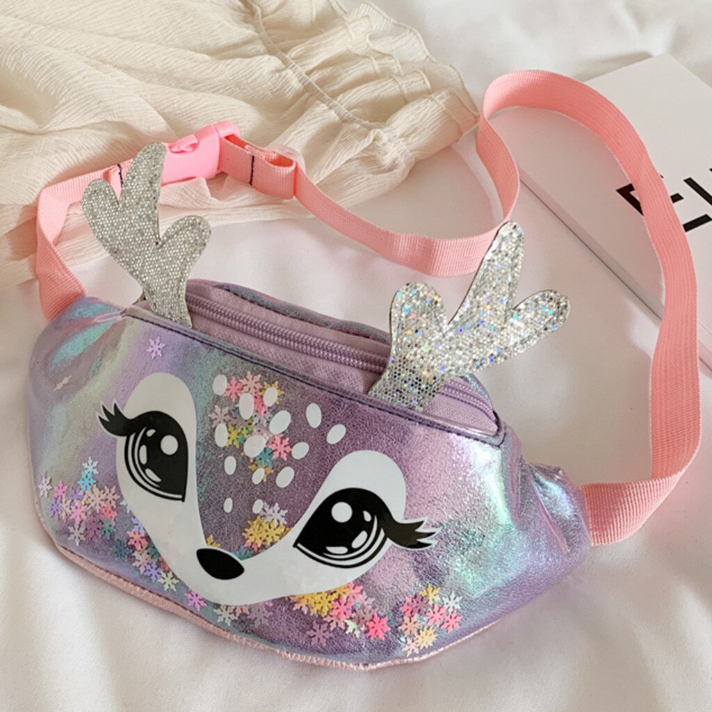 20# Kids Children Girls Cute Cartoon Messenger Crossbody Bag Waist Bag Chest Bags Ladies Hand Bags Bolsos De Paja Verano: Silver