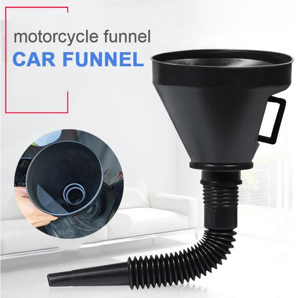 2 In 1 Plastic Funnel Can Spout for Oil Water Fuel Petrol Diesel Gasoline Liquid Washer Fluid Car Accessories Black