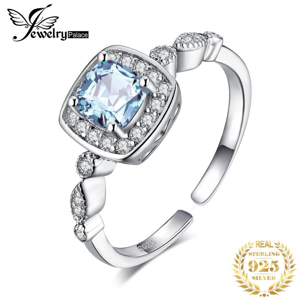 Jewelrypalace 1ct Genuine Blue Topaz Ring 925 Sterling Zilveren Ringen Voor Vrouwen Halo Engagement Ring Zilver 925 Edelstenen Sieraden