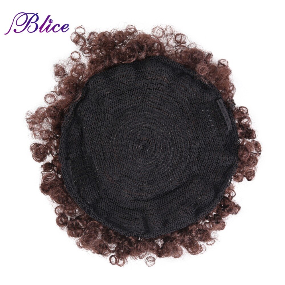 Blice 9inch Synthetic Curly Hair Ponytail African American Short Afro Synthetic Drawstring Puff Ponytail Hair Extensions