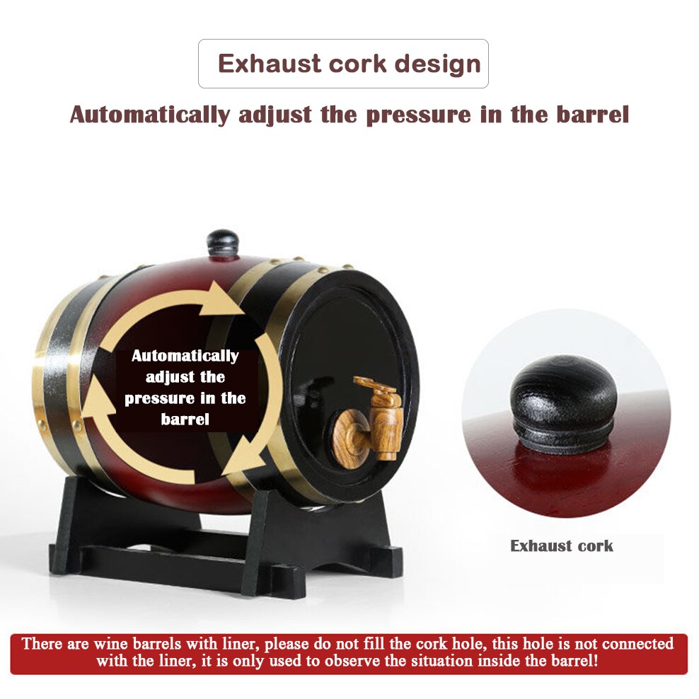 3L Solid Wood Wine Barrel Red Wine Liquor Wine Barrel Oak Barrel Wine Cabinet Decoration Ornaments