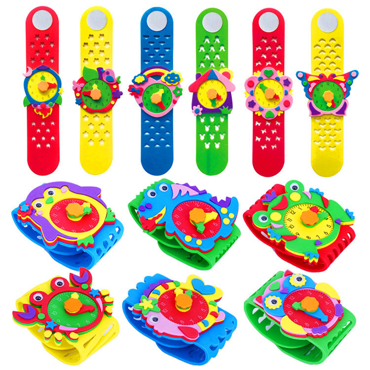 Eva Horloge Handwerk Speelgoed Voor Kinderen Roze Meisje Fabricage Diy Speelgoed Dier Arts Ambachten Educatief Speelgoed