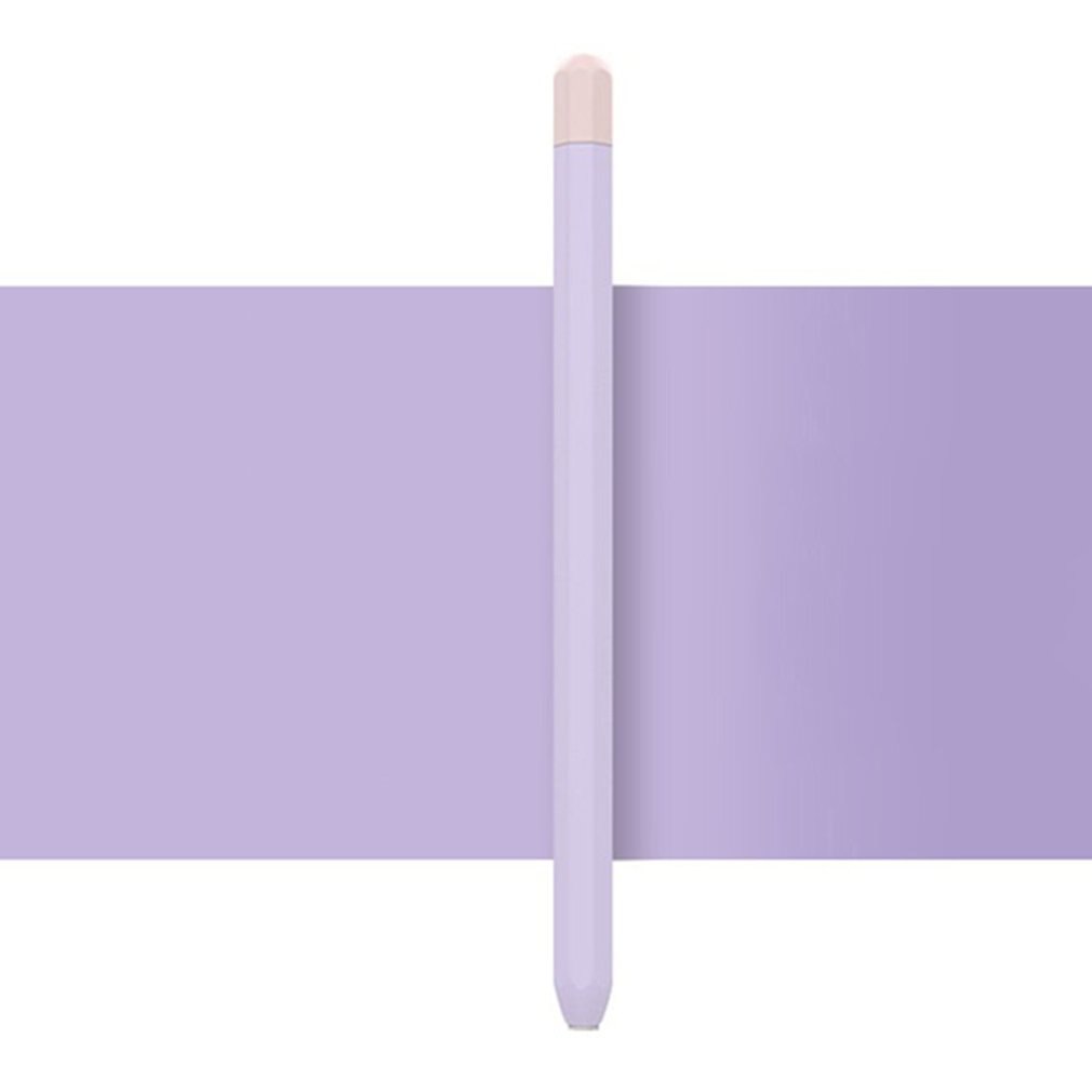 Suitable For Apple Pencil 1 Writing Pen Color Contrast Silicone Protective Cover Anti Slip And Anti Pen Cover: Purple