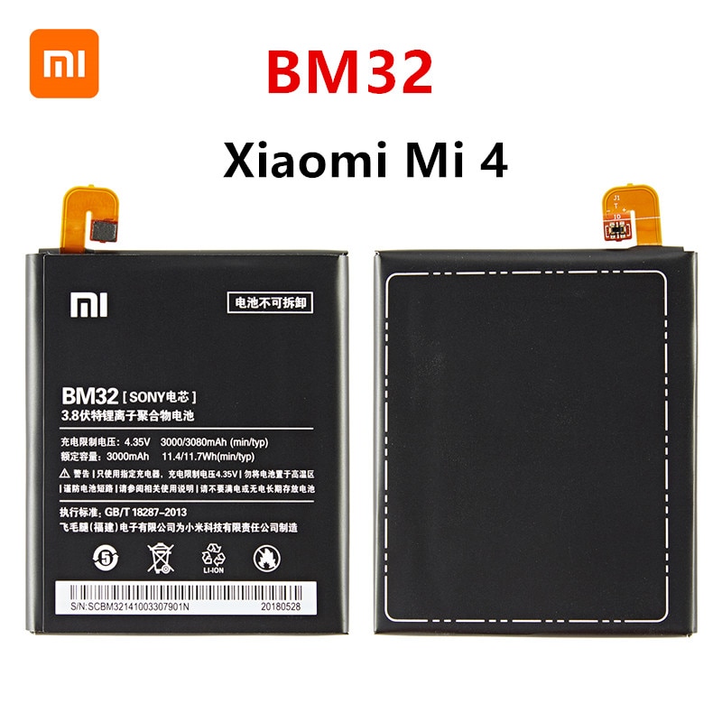 Xiao mi 100% oryginalny BM32 3080mAh baterii dla Xiao mi 4 mi 4 Mi4 M4 BM32 wysokiej jakości zamienne baterie robić telefonu + narzędzia