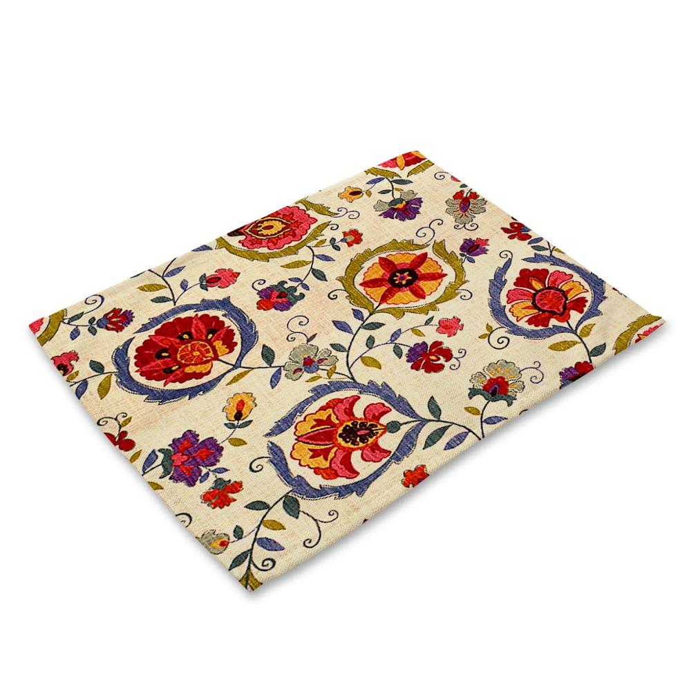 Tafelmat met bloemenpatroon, mandala-bloem, servet voor bruiloft, keukendecoratie, placemat, eetkameraccessoires: Mp00375