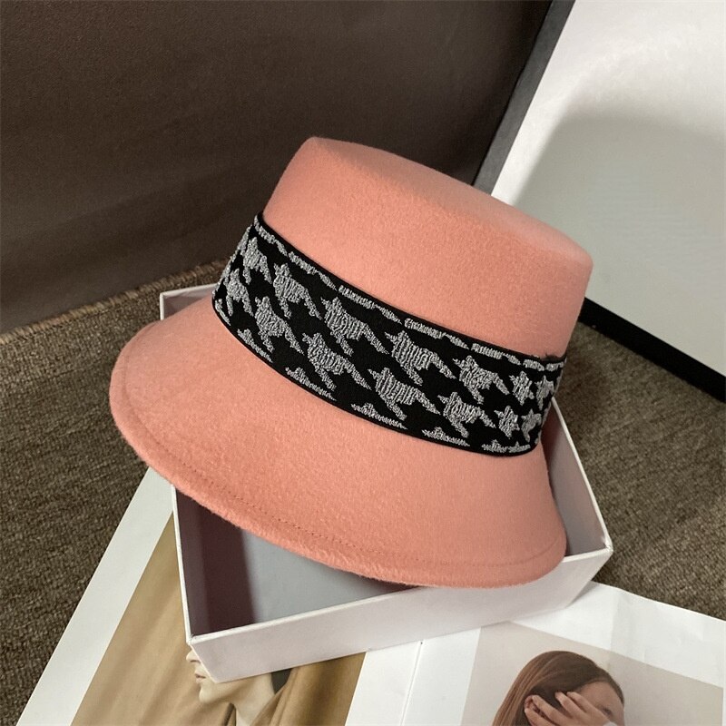Chapeau en feutre 100% laine pour femmes, Cloche en laine, pour mères, automne et hiver: Pink