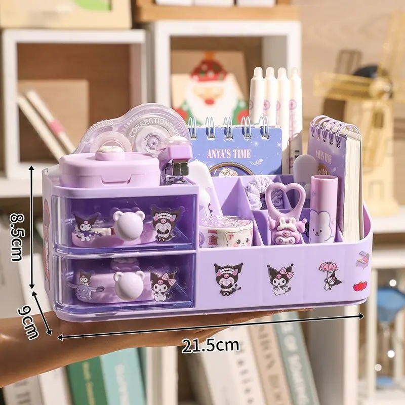 Organizador de escritorio estilo cajonera chica bonita corazón estudiante escritorio para niños papelería cepillo cosmético organizador portalápices plástico Ma: BLANCO