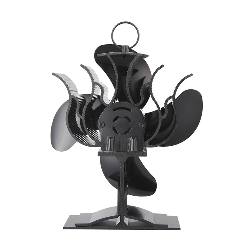 Zwarte open haard 4 bladen warmte aangedreven kachelventilator houtkachel ecofan stille thuis open haardventilator efficiënte warmteverdeling