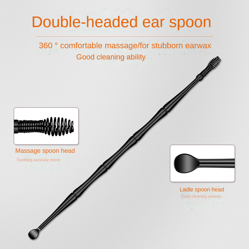 Extractor de cera de silicona suave para los oídos, limpiador portátil de acero inoxidable, 2 cabezales, 1/3 piezas