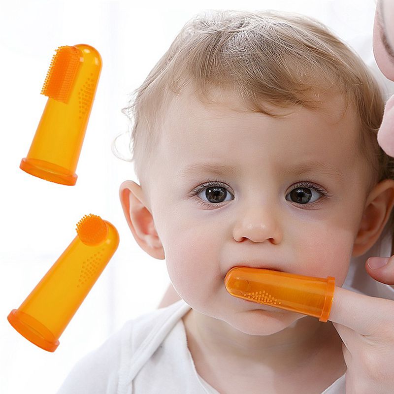 2 Silizium Toothbrushs + Kasten Baby Vinger Tandenborstel Tanden Schoon Weiche Silikon Baby Tandenborstel Gummi Schoonmaken Borstel