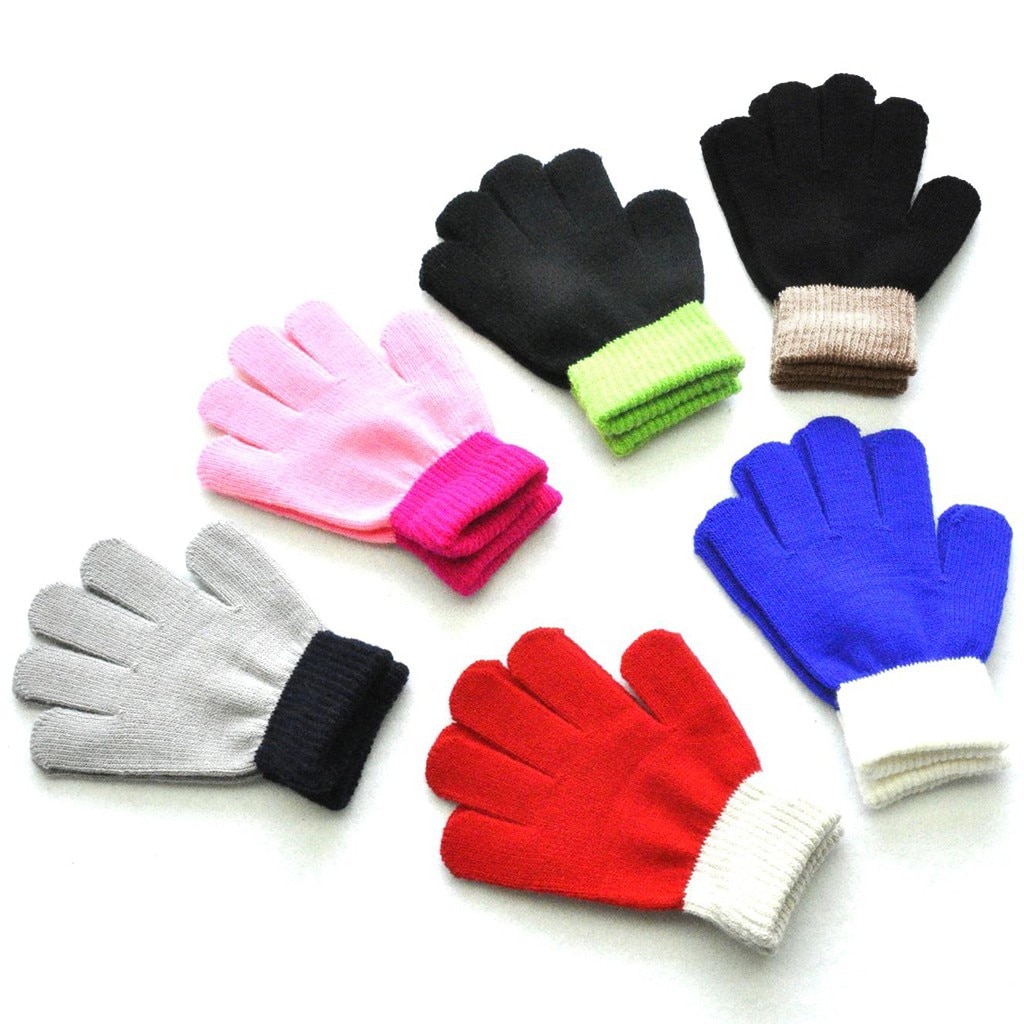 #30 kinder Kinder Magie Winter Handschuhe Colorblock Volle Finger Cartoon Nette Warme Gestrickte Handschuhe Перчатки Нагрудники