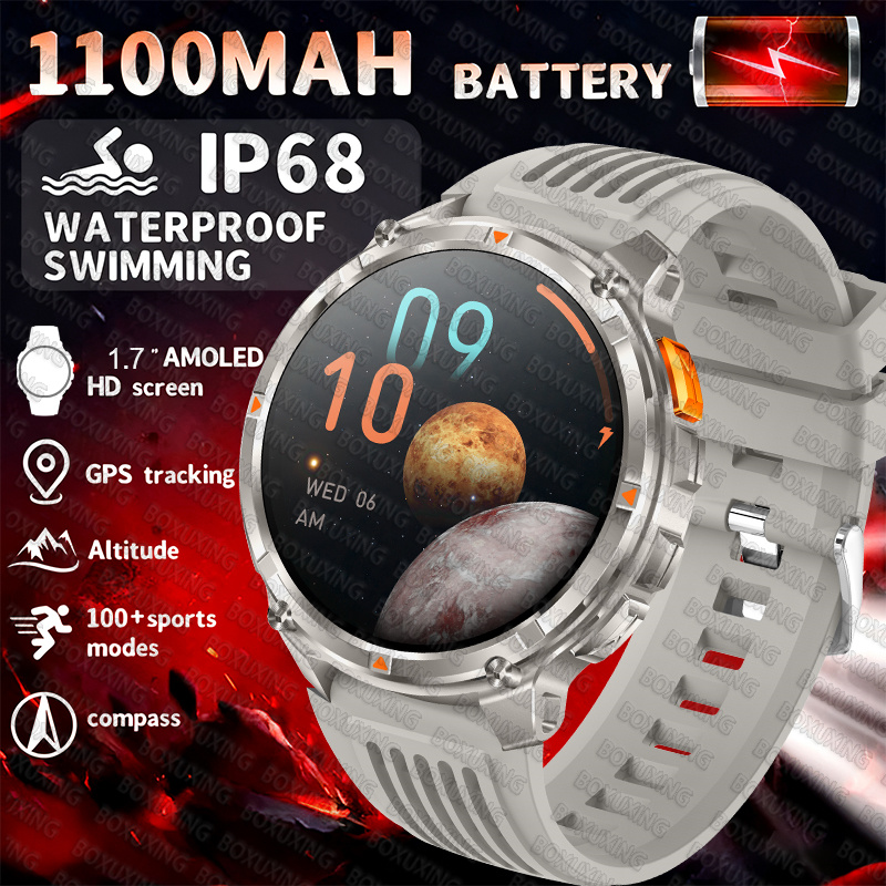 2025 Nuovo Sport All'aria Aperta Astuto Della Vigilanza Degli Uomini di Schermo HD 1100mAh Batteria di Grande Lungo Tempo di Standby Chiamata Bluetooth Orologio Sportivo Impermeabile: verde