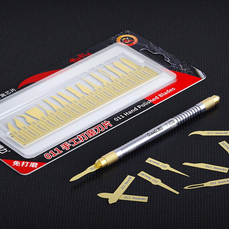Qianli 011 antideslizante Metal bisturí utensilios con cuchillas Kit cortador cuchillos de grabado artesanal apertura reparación para teléfono PCB bisturí herramientas de CPU