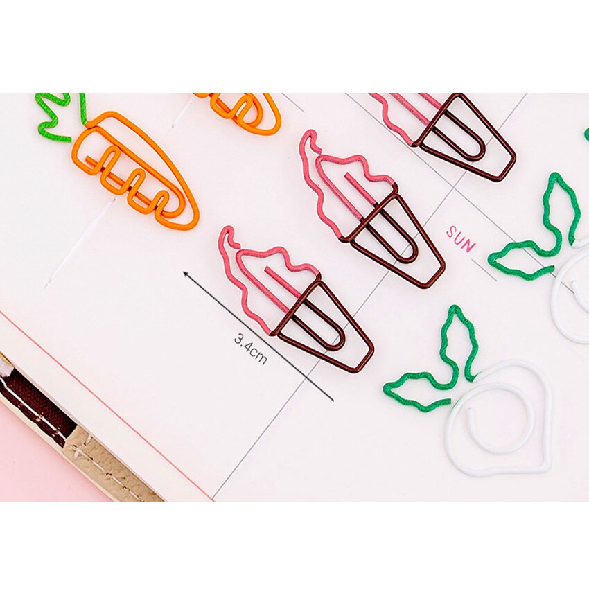 Paquete de 5 unidades de pinzas de papel con dibujos de frutas, artículos de papelería para estudiantes, escuela y oficina
