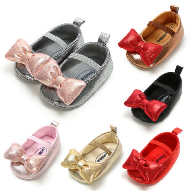 Baby Meisje Prinses Schoenen Soft Sole Crib Lederen Schoenen Kid Peuter Wedding Party Grote Strik Eerste Wandelaars Prewalker 0-18M