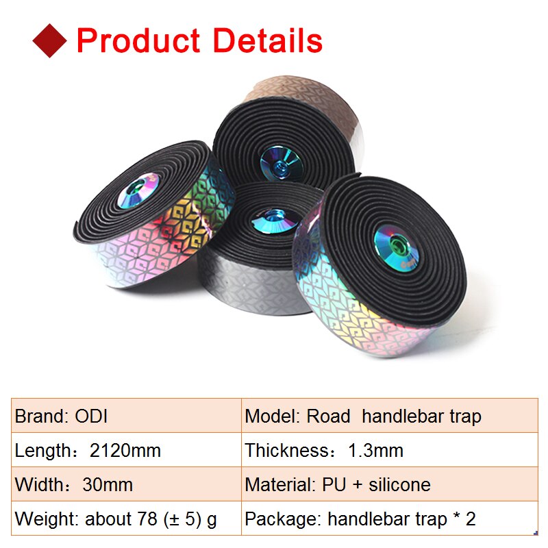 Road Bike Handlebar Tape Colorful Reflective bicycle Bar Tape PU Silica Gel Tape Soft Breathable Cycling Handle Belt +Bar Plugs