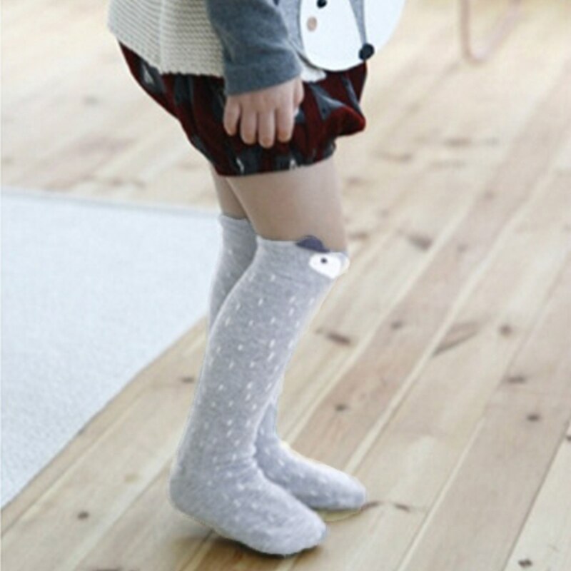 Cartoon Cute Kids Socks Bear Animal Baby Cotton Socks Knee High Long LegWarmers Cute Socks Boy Girl Children socks: Gray / 1 to 3 year