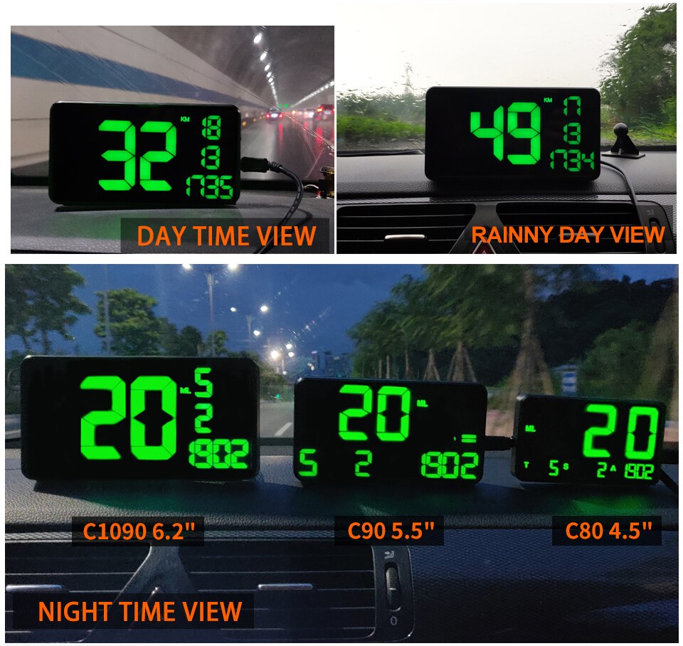 Digital C1090 GPS Speedometer Display Car Hud Digital Car Truck Odometer Display MPH or KM/h With Over Speed Warning Car Clock